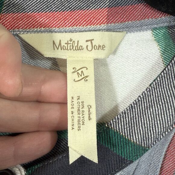 Matilda Jane Coming to Town Plaid Shirt Dress Women's Size M Holiday Pintuck - Picture 4 of 11